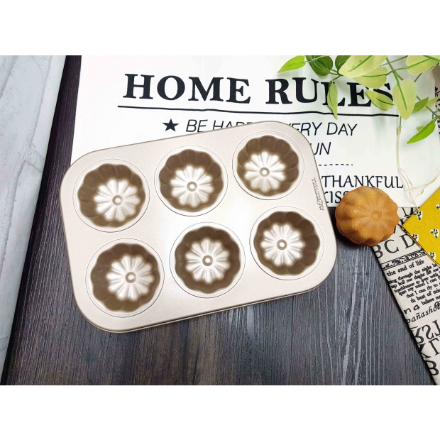 G7176 金不沾 花餅六連烤模