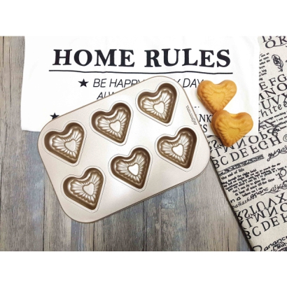 G7177 金不沾 心型六連烤模 G7177 金不沾 心型六連烤模